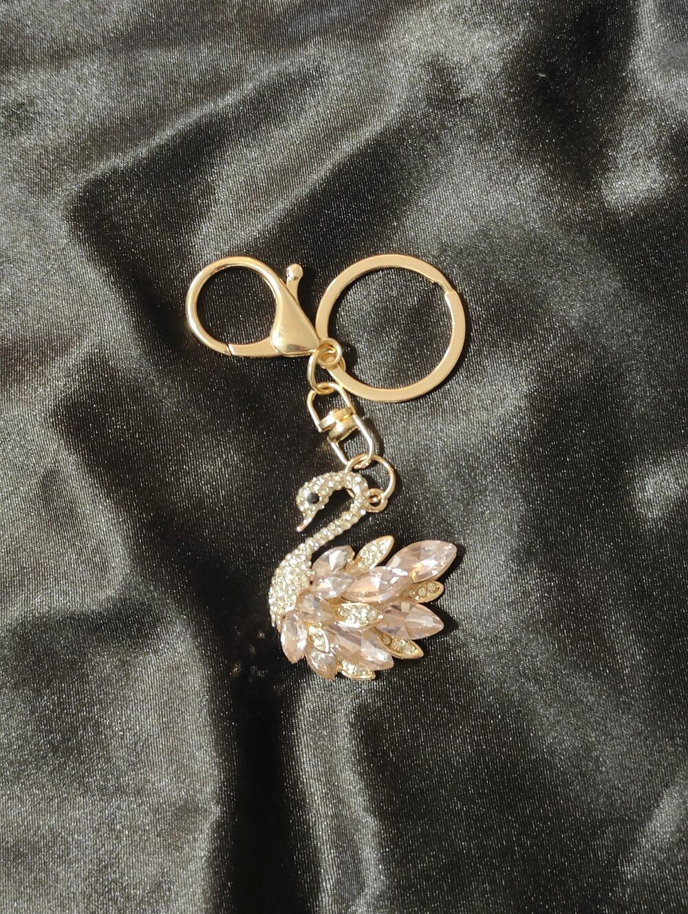 Rhinestone & Crystal Swan Bag Charm - Picture 3 of 3